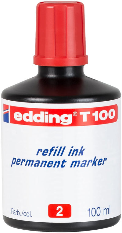 Edding T100 Bote Recharge Marker Permanente - Capacity 100ML - Colour Red — image 1