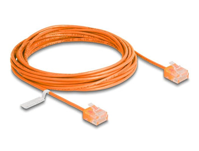 Delock RJ45 Network Cable CAT.6 UTP Ultra Slim 5M Orange With Kurzen Machon — image 1