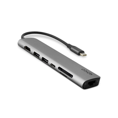 Epico Hub USB-C 7EN1 a HDMI 2USB-A Ethernet microSD USB-C - Grey Espacial — image 1