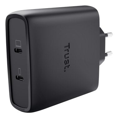 Trust Charger Wall/Travel 2x USB-C 100W Maxo Black Wall Charger GaN 100W/ 2x USB Type-c /Includes USB Cable Ty — image 1