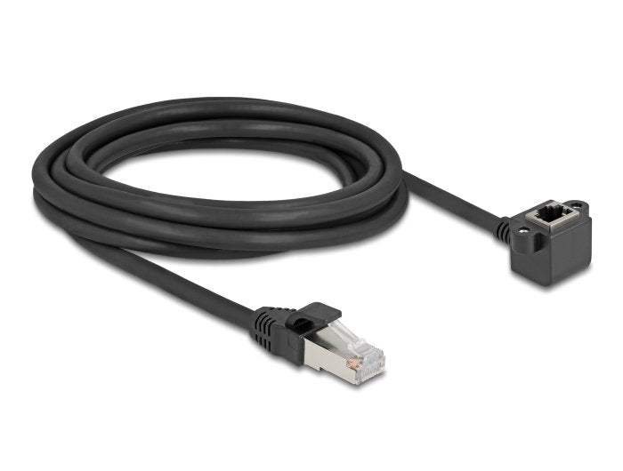 Network Cable Alargador RJ45 Connector Male a RJ45 Connector Female 90° Angulado CAT.6 F UTP 3M Black