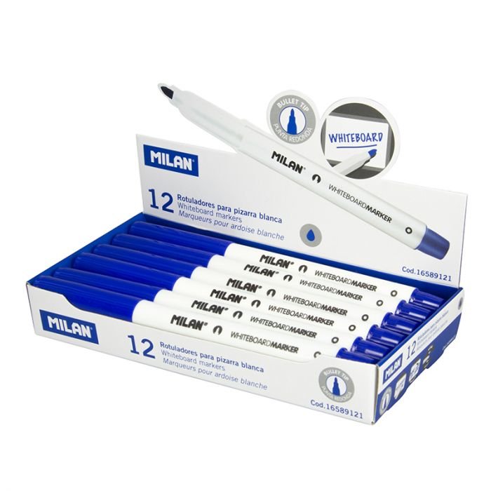 Milan Box 12 Markers Azules Whiteboard White