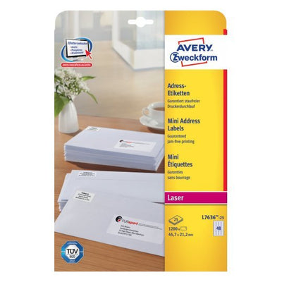 Avery Zweckform Labels Dirección L7636-25 White 45,7 X 21,2MM — image 1
