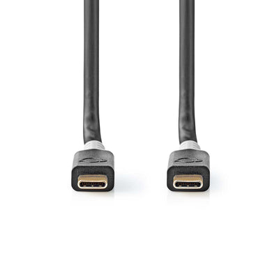 Nedis Cable USB 3.2 Gen 2X2 USB-C ™ Plug USB-C ™ Plug 4K@60HZ 20Gbps Gilded 2.00M Round Pvc Silver Packaging W — image 1