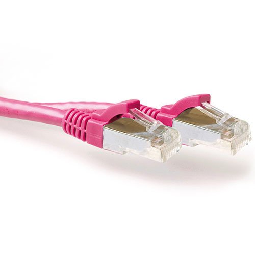 Pink 15.00 Meter SFTP CAT.6A Patch Cable Snagless With RJ45 Connectors