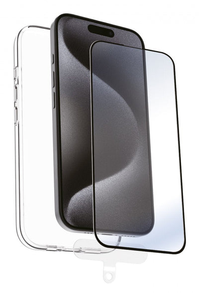 Muvit Case Recycletek Apple Iphone 16 Transparent + Protector Glass Tempered Frame Black — image 1