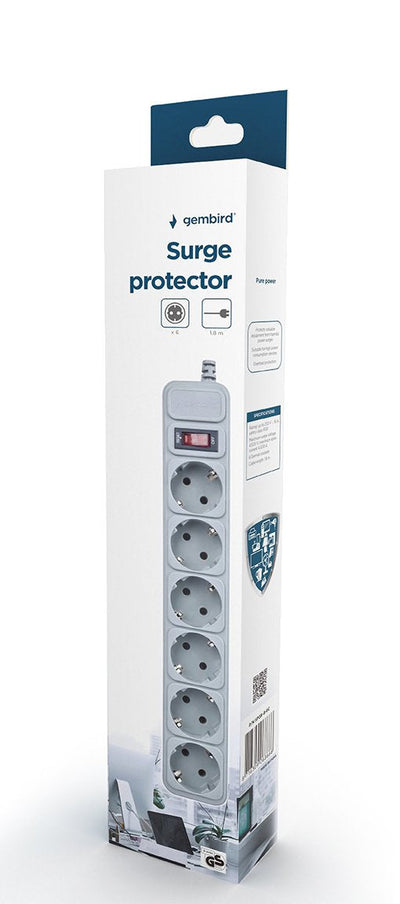 Gembird Power Strip 6 Sockets 1.80M Base Multiple SPG6-B-6C — image 1