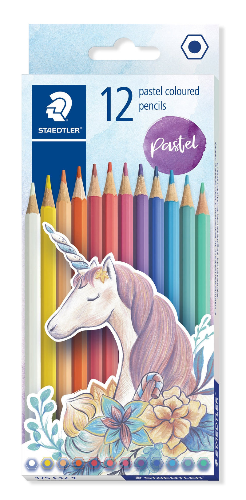 Staedtler 175 Pack With 12 Pencils Hexagonales Colours Pastel - Facilidad Afilado - Colours Pastel Surtidos