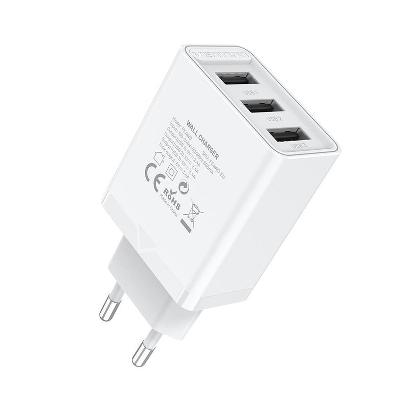 Vention FEAW0-EU 3x Usb, 12W, 2.4A (biala)