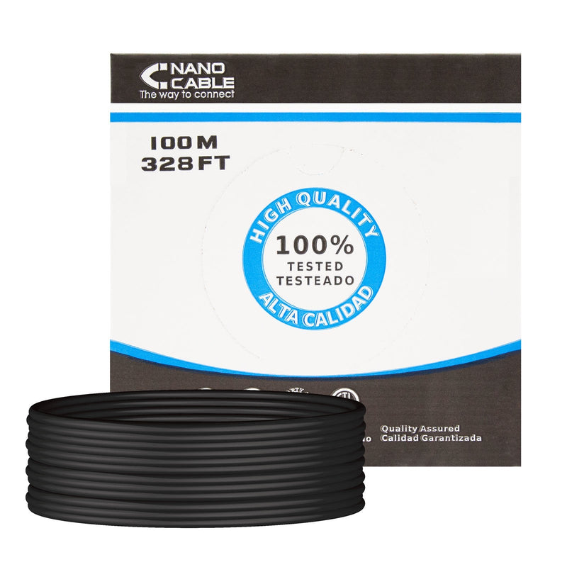 Nanocable Bobina Network Cable Rigido Waterproof Outdoor RJ45 CAT.5E UTP AWG24 100M - Black