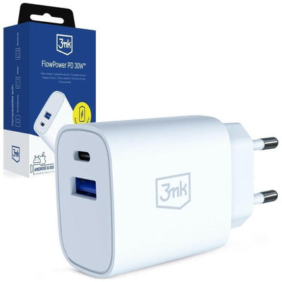 Charger Network 30W USB-A USB-C PD 3.0 QC4 + Flowpower White — image 1
