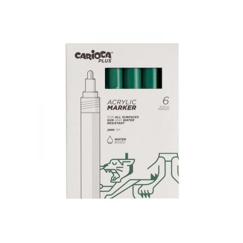 Carioca Plus Pack 6 Marcadores Acrilicos - Punta 2MM - Green
