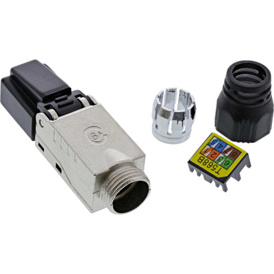 Inline Plug RJ45 CAT.6A 500MHZ, Instalable Campo, Blindado, With Cover Roscada — image 1