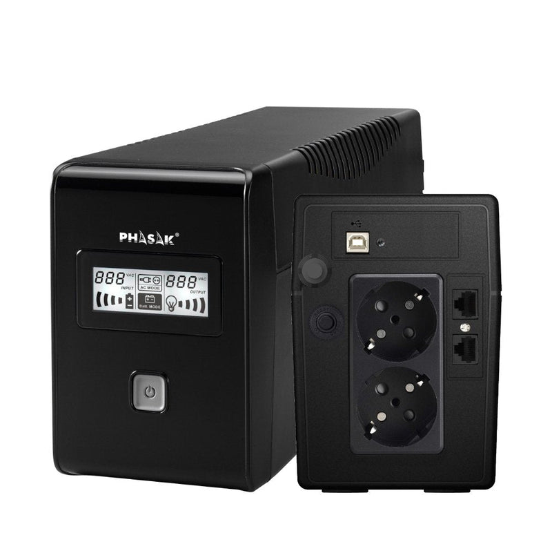 Phasak UPS Line Interactive 650VA LCD Interactive 650VA 2 Salidas Formato Tower