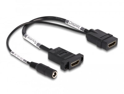 Delock HDMI Cable 4K 60 HZ With Power Cc 2,1 X 5,5MM 0,30M Assembly Panel — image 1