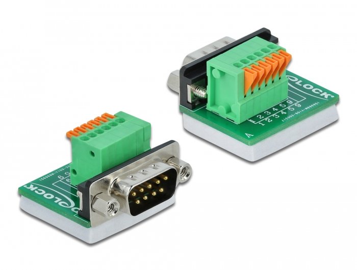 Delock D-sub 9 Male a Adapter Bloque Terminals With Pulsador Vertical