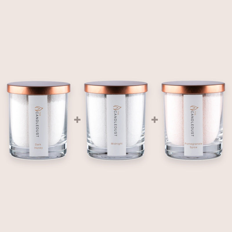 Cosy Discovery Trio, Dark Honey, Midnight, Pomegranate Spice, 3 × 160g Candles