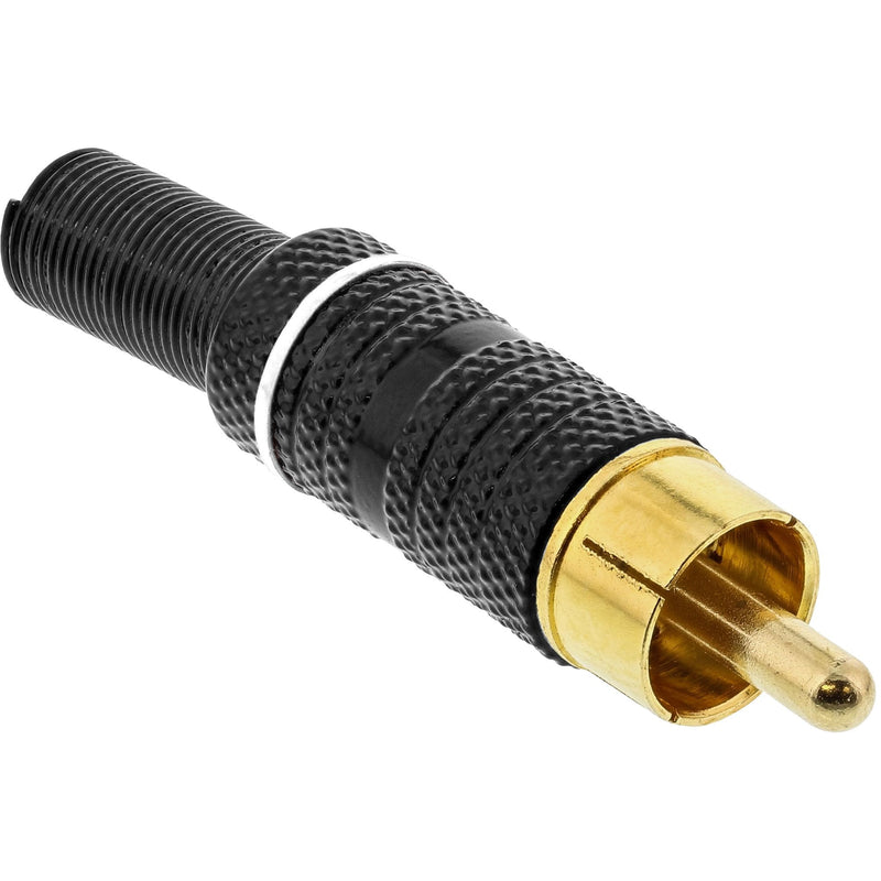 Inline Rca Male Soldar Ring White Metal Black Cable 6MM