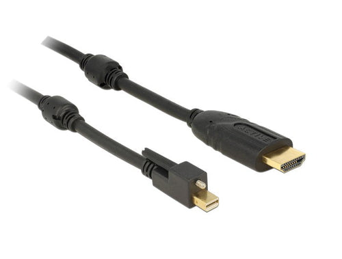 Delock Cable Mini DisplayPort 1.2 Male With Screw HDMI Male 4K Active Black 1M — image 1