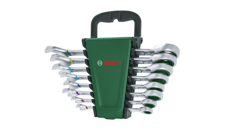 Bosch Powertools Schraubenschlüssel With Ratsche Set, 8-PIEZAS Green/Black 1600A027PS