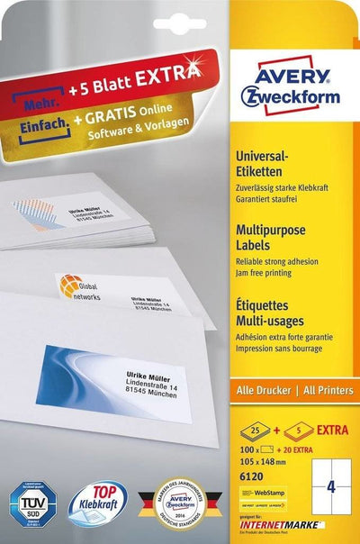 Avery Zweckform Labels 6120 White 105,0 X 148,0MM — image 1