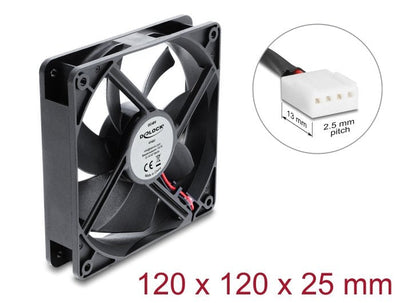 Delock Fan Axial 48V Dc, 120 X 120 X 25MM With 4 Pin PWM Connection Fan Black — image 1