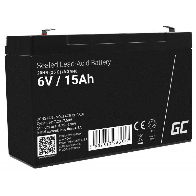 Green Cell Battery Agm Vrla 6V 15AHH