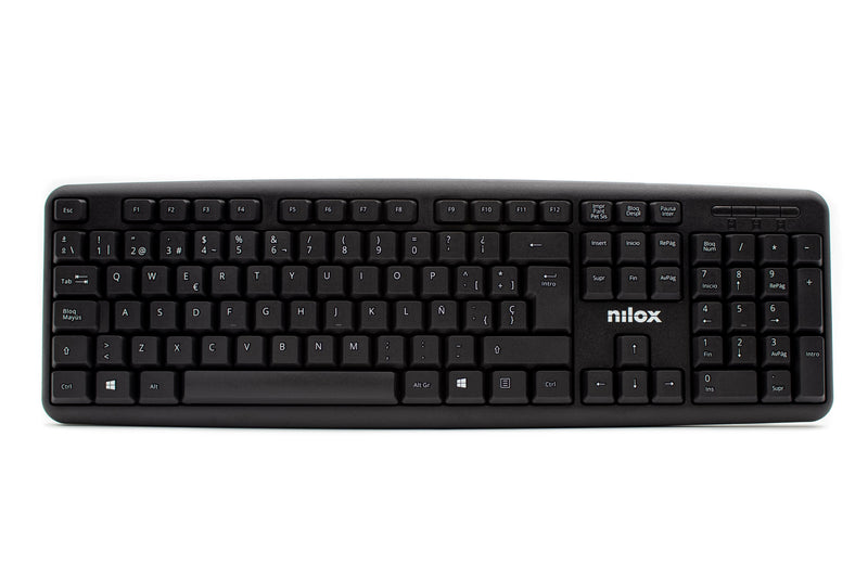 Nilox Keyboard Spanish USB - 105 Keys - Adjustable Height - Cable 1.50M - Black