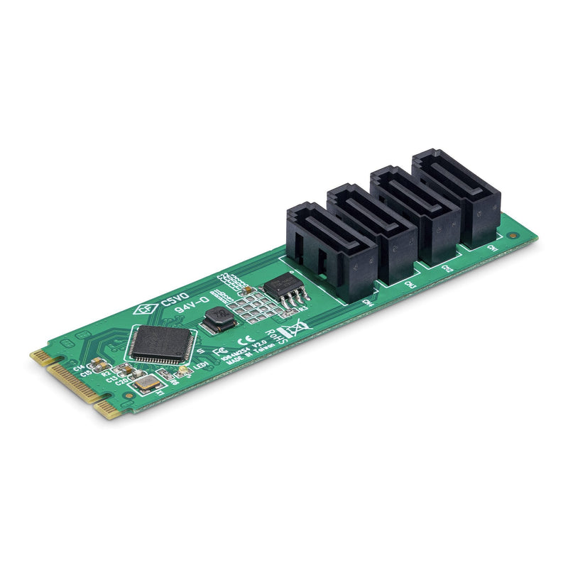 StarTech.com 4-PORT M.2 To SATA Adapter Card, M.2 PCIE 3.0 To SATA HDD/SSD Expansion Card, ASM1064 Chipset, M.