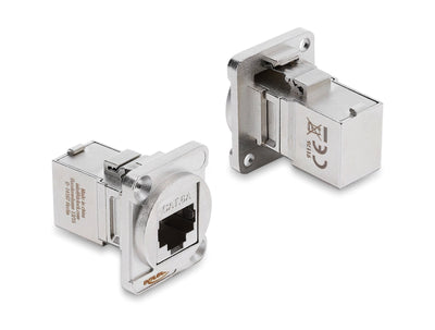 Delock D Type Módulo RJ45 Connector Female a Female 90° Angulado CAT.6A Silver — image 1