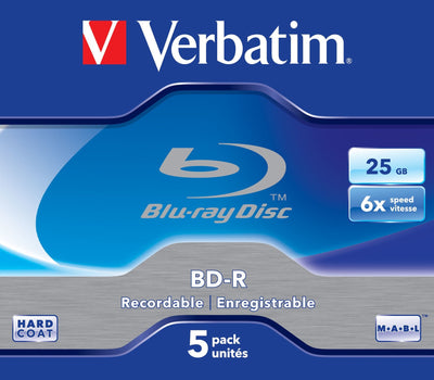 Verbatim Bd-r 5 Pack Jewel Case 43715,CAJA 5 Units Speed 6X, Cap. 25GB — image 1