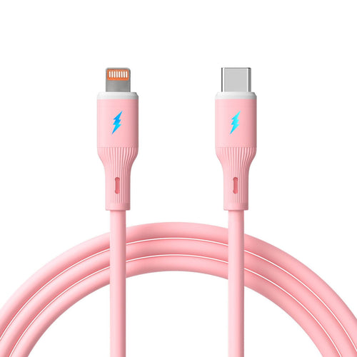 Akyga USB Cable AK-USB-71 USB Type-c M Lightning M Ver. 2.0 30W 1M Pink Silicone — image 1