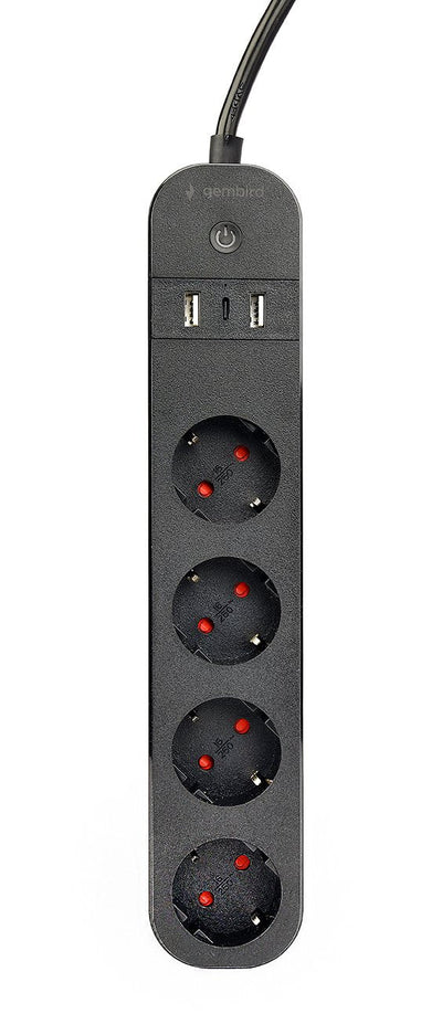 Gembird Power Strip Smart With Charger Usb, 4 Plugs Franceses, Black — image 1