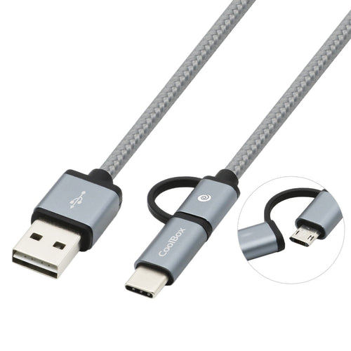Coolbox USB Cable 1M USB a USB C/Micro-usb B Male Grey — image 1