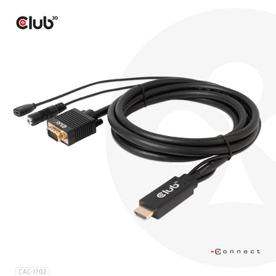 Cable CLUB3D Socket HDMI + Micro USB VGA + 3.5MM 2M Male/Female Minorista — image 1