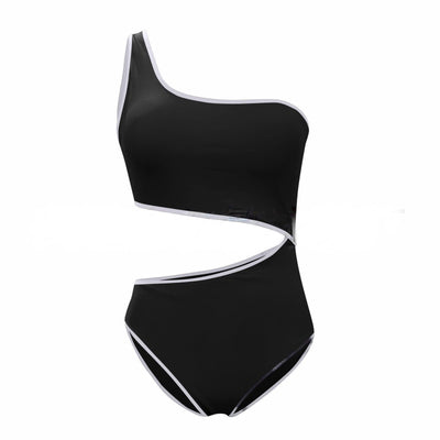 European And American-style One-shoulder Hollow-out Sexy High-waist Swimsuit