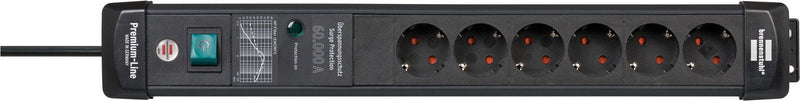 Power Strip Premium-line 60.000A With Protection Contra Sobretensiones 6VÍAS Black 3M H05VV-F 3G1,5