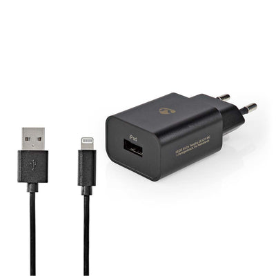 Nedis Charger 1X 2.4A USB-A Lightning 8 Pines (suelto) Cable 1.0M/12W Black — image 1