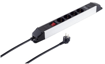 4ER Power Strip Plugs Alu 2x USB Black — image 1