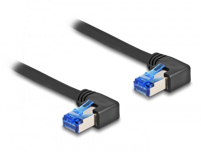 Delock 80213 Network Cable RJ45 CAT.6A S/FTP Acodado a Derecha 0,5M Negro