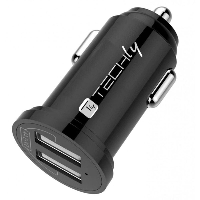 Techly Charger Mini Car 2 Ports USB-A 24W 4.8A Black