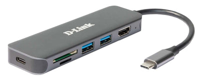 D-link Adapter USB-C 6 1 With HDMI/Reader Cards/Suministro Electrico USB-C/ 2XUSB3.0, 1x HDMI, 1x USB-C Pd 60W — image 1