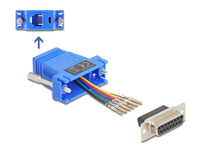 Delock D-sub 15 Pin Connector Female a RJ12 Connector Female Kit Assembly Blue — image 1