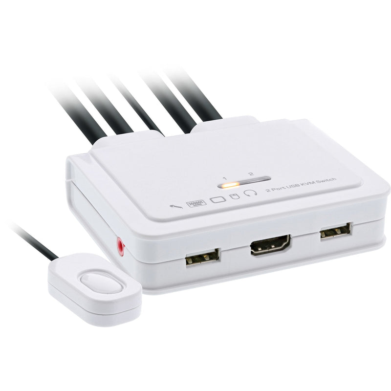 Inline Switch KVM With Cable , 2 Ports Hdmi, 4K, Usb, Audio