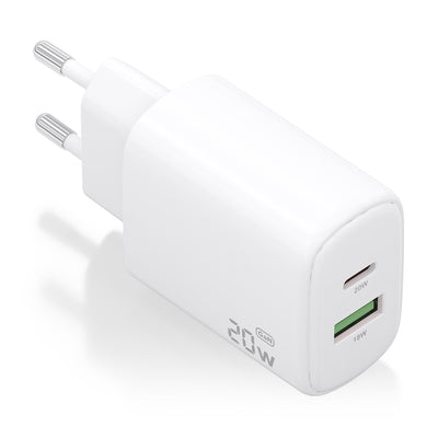 Aisens Charger GaN 20W, 1x USB-C PD 3.0, 1x USB-A QC3.0, White — image 1