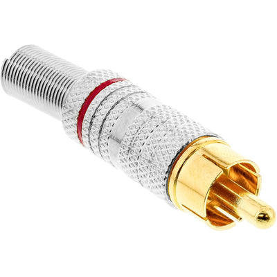 Inline Connector Male Metal Rca Soldar, Silver Ring Red Cable 6MM — image 1