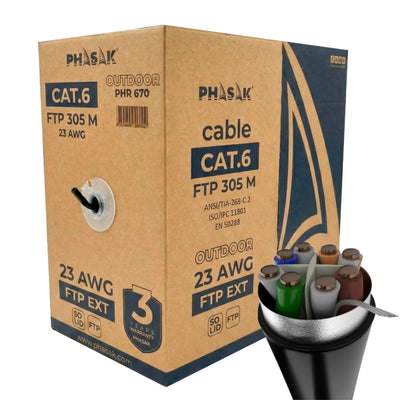 Phasak Bobina Cable RJ45 FTP Phr 670 CAT.6 305M Grey Oscuro — image 1