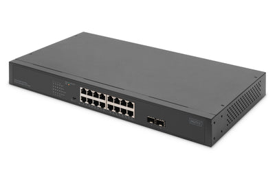 Digitus Switch 16-PORT Gigabit Netzwerkswitch, 19 Zoll, Unmanaged, 2 Uplink Ports, Sfp — image 1