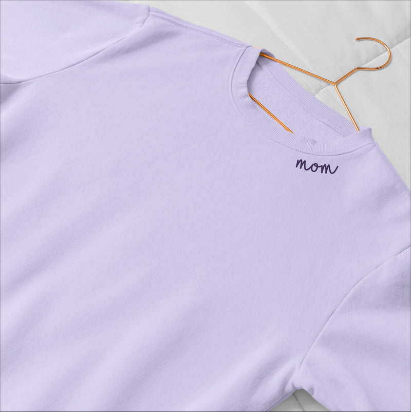 Embroidered Collar Organic Cotton Sweatshirt "Mom"