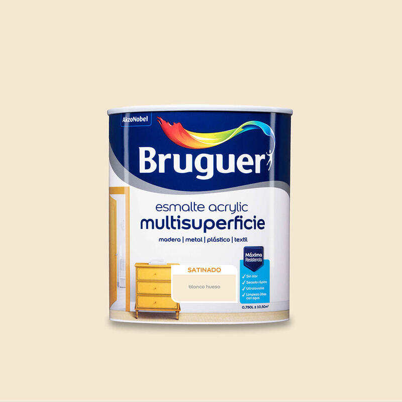 Bruguer Esmalte Acrylic Multisuperficie Satinado White Hueso 0,750L 5057452